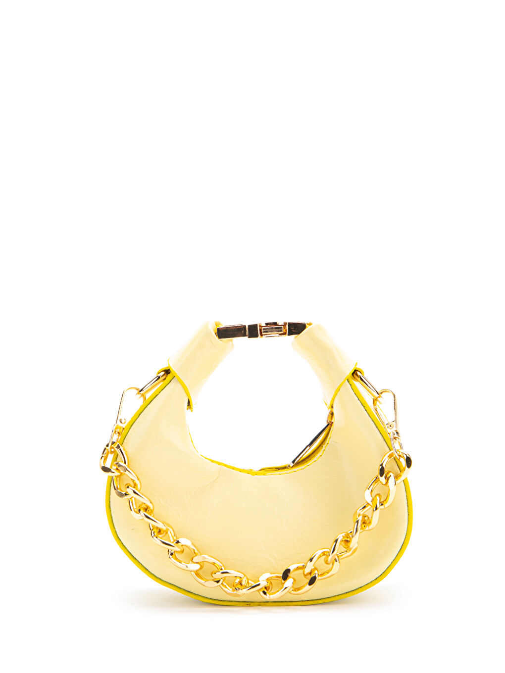 Metal Kilit Detaylı Uzun Askılı Mini Çapraz Çanta Rio Sarı