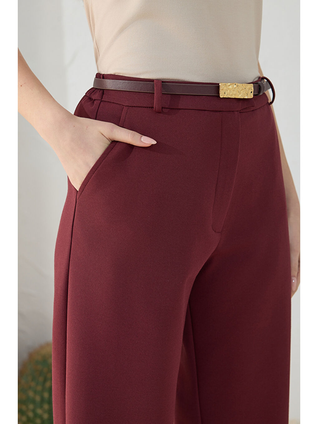 Bordo Klasik Pantolon-4