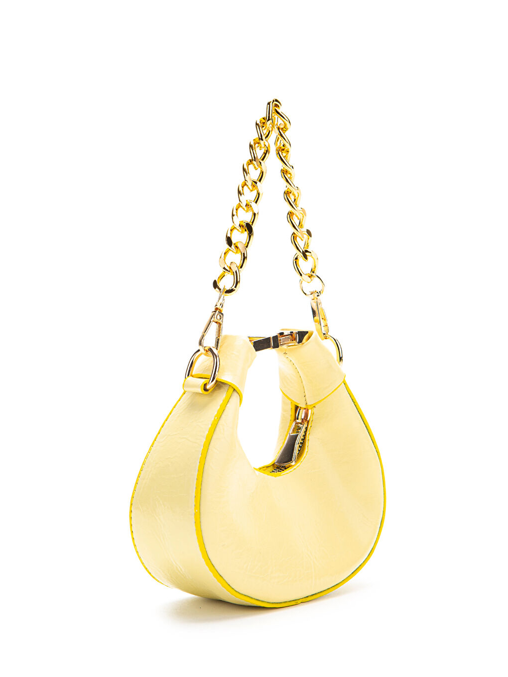 Metal Kilit Detaylı Uzun Askılı Mini Çapraz Çanta Rio Sarı-1