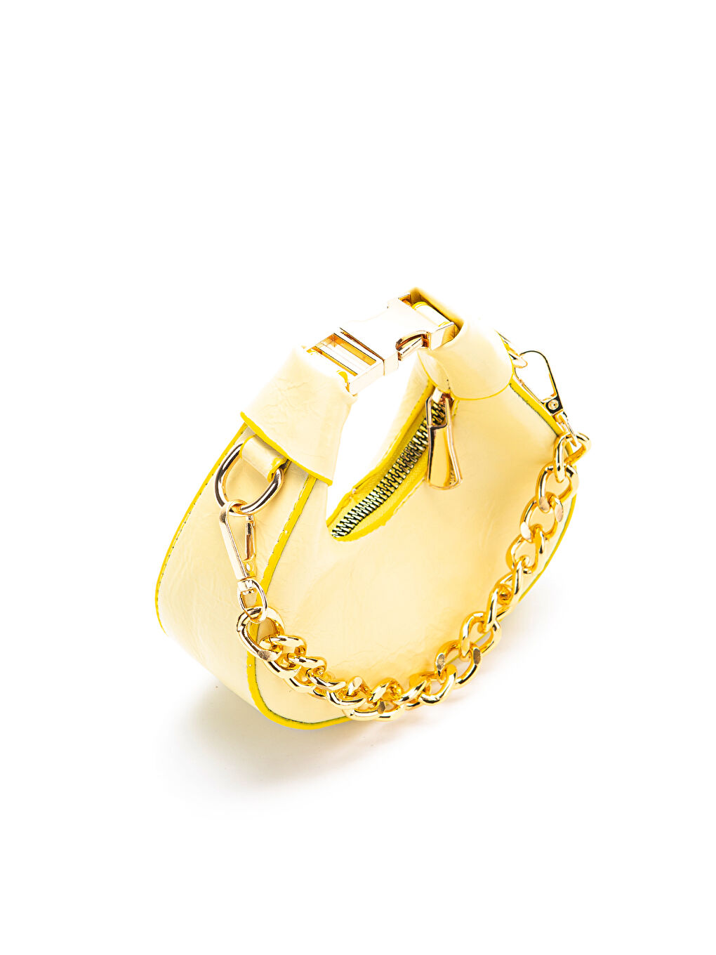 Metal Kilit Detaylı Uzun Askılı Mini Çapraz Çanta Rio Sarı-3