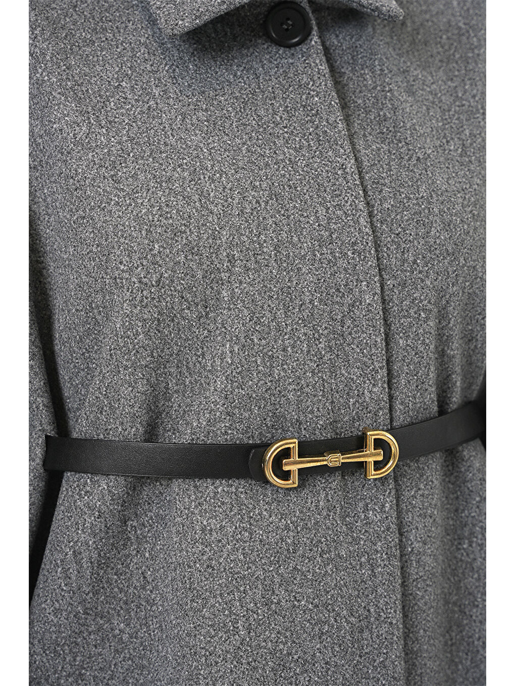 Kadın Kemerli Kaşe Panço 9170 - A.Gri-5