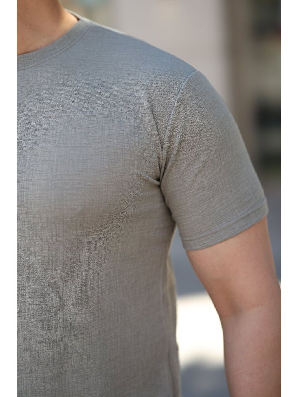 Yeşil Erkek Ağaç Kabuğu Desenli Kısa Kollu T-shirt-2