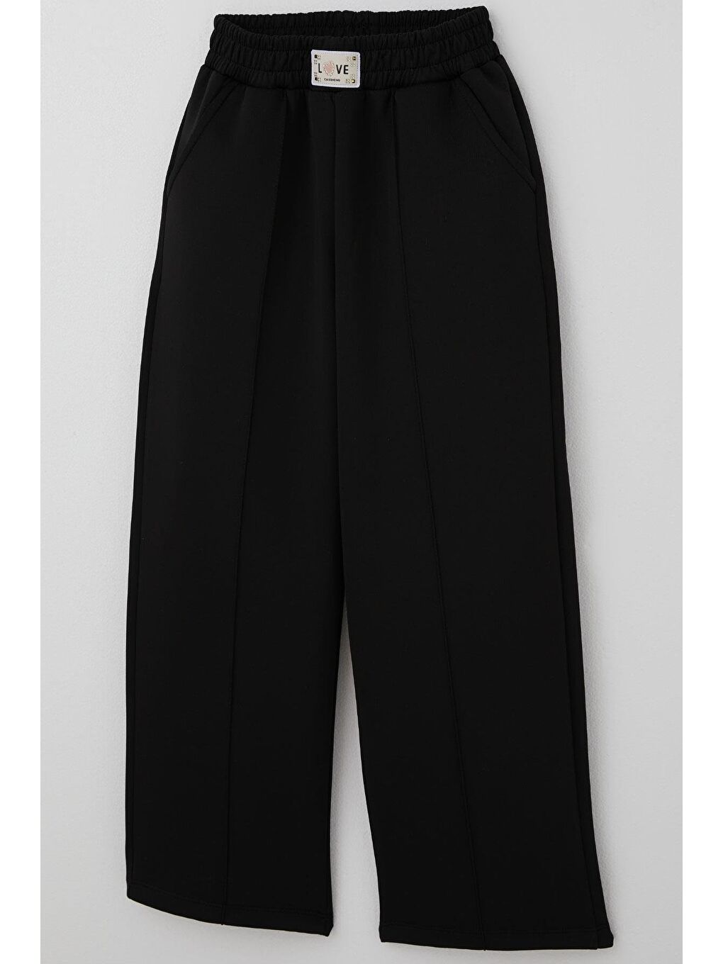 Kız Çocuk Pantolon Arma Detaylı Çima Dikişli Cepli Siyah (8-14 Yaş)-2