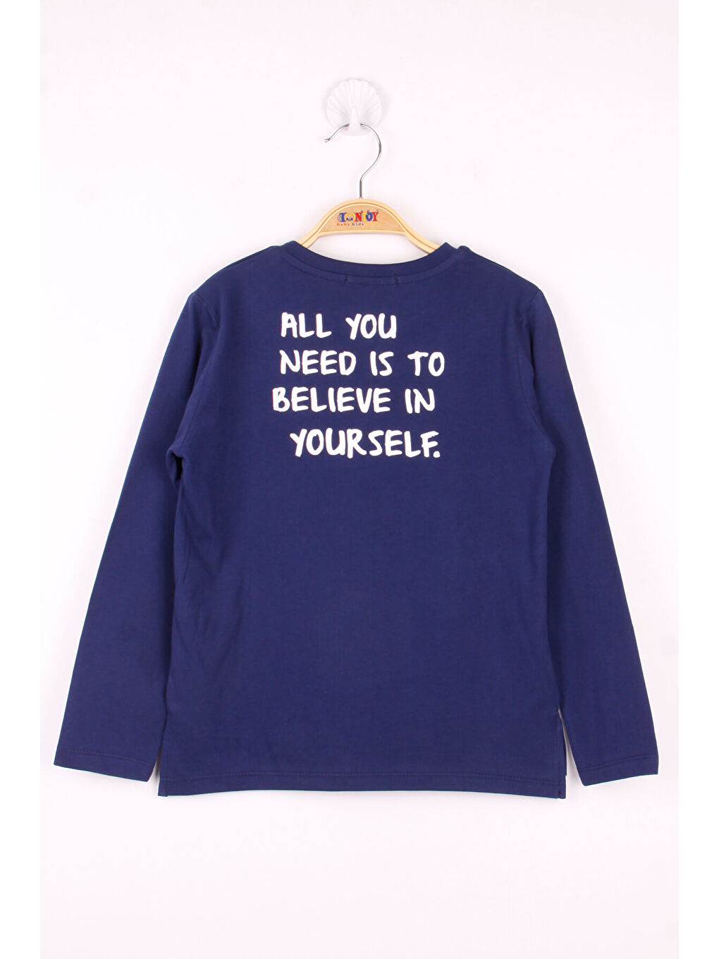 Lacivert Erkek Çocuk Cepli Düz T-Shirt-1