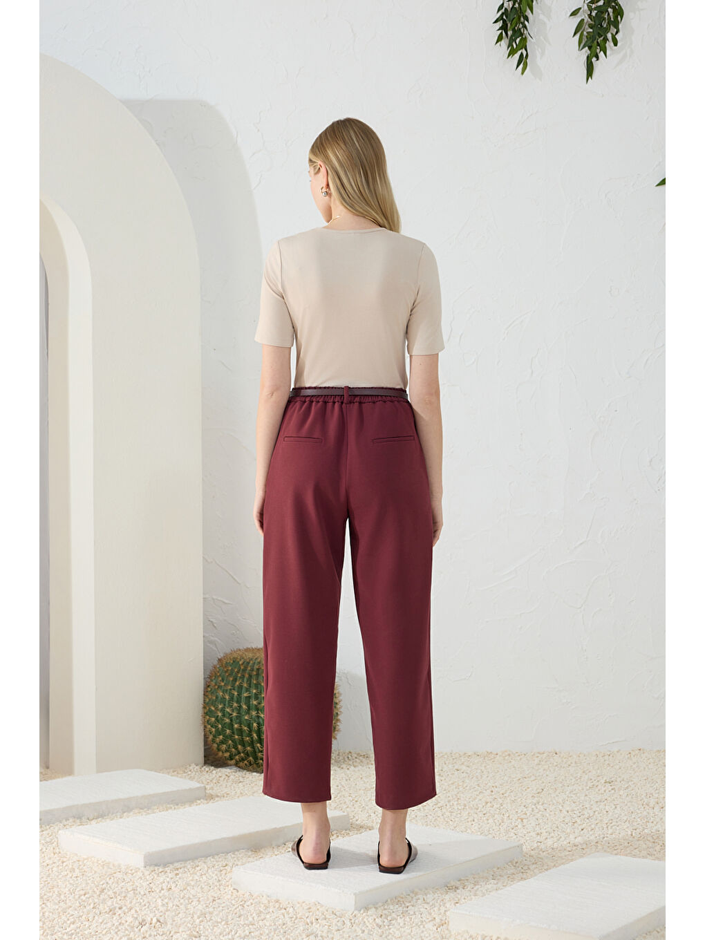 Bordo Klasik Pantolon-5