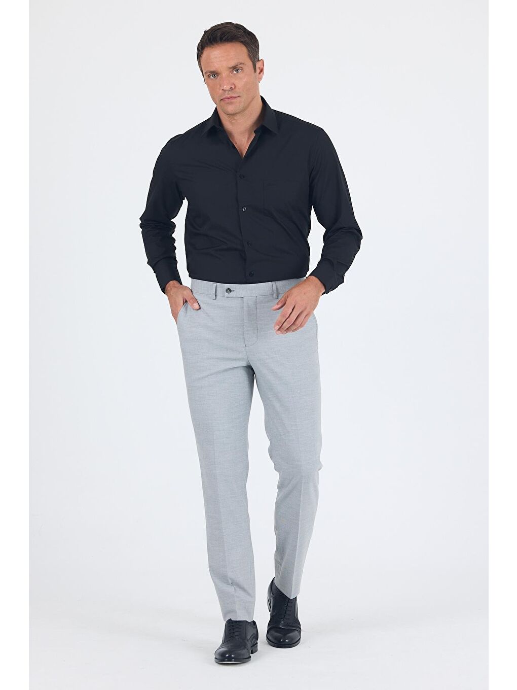 Gri Esnek Yandan Cepli Comfort Fit Classic Pantolon 1003250151-2