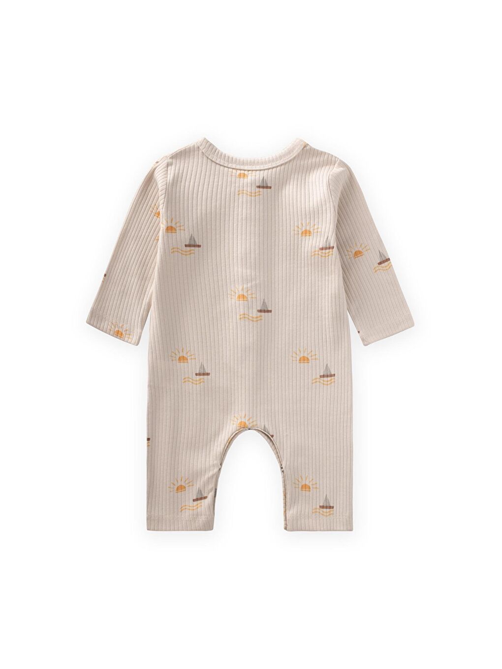 Beyaz Baskılı Tulum 0-3 Yaş Yelken Desen-1