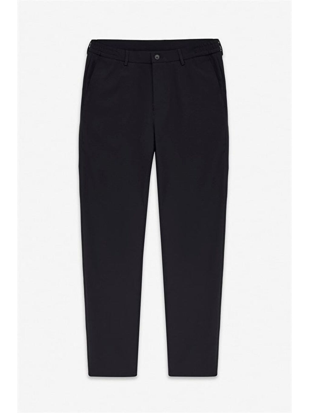 Siyah Slim Düz Pike Kemerli Yıkamalı Jogger Pantolon-4