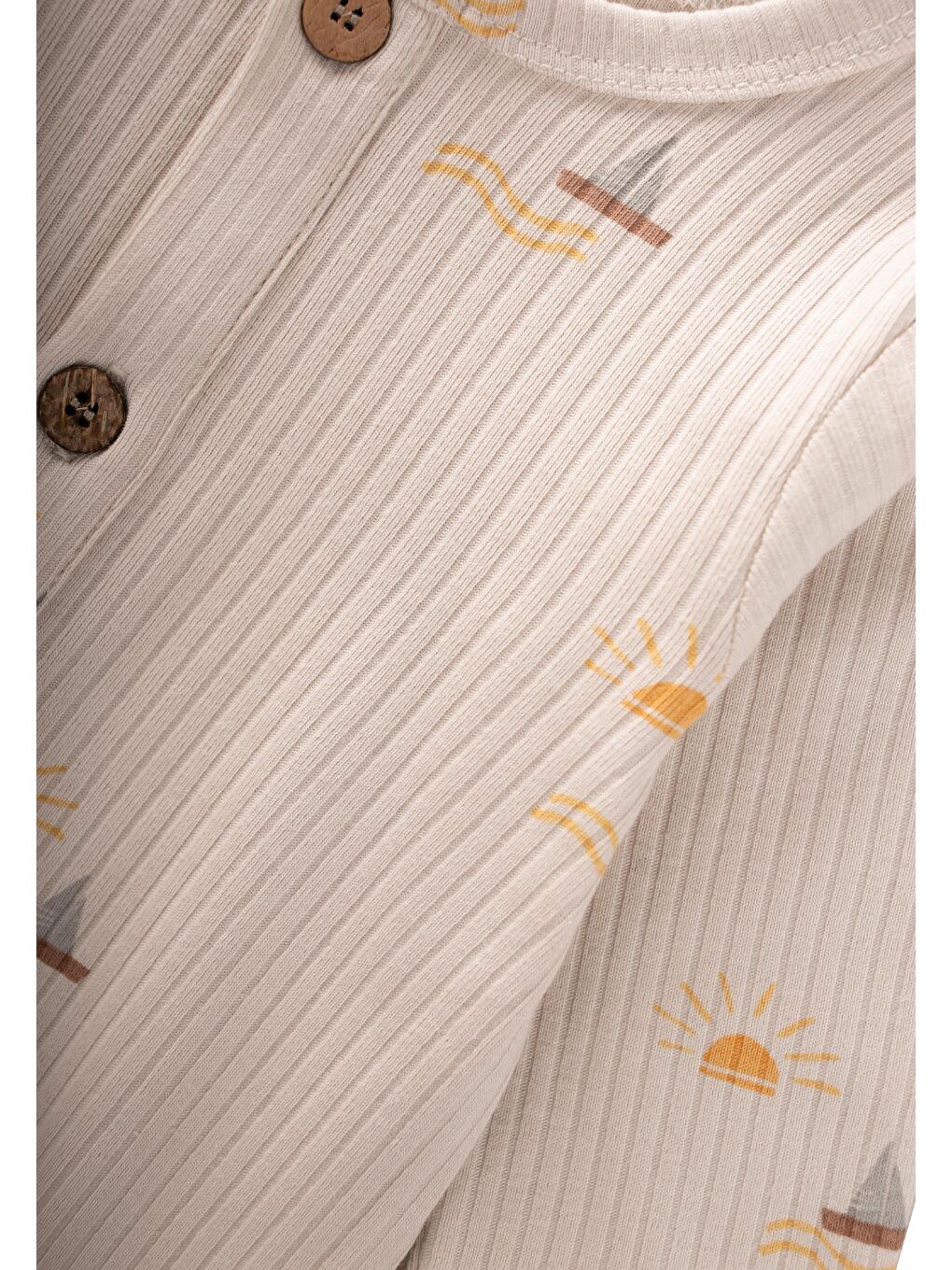 Beyaz Baskılı Tulum 0-3 Yaş Yelken Desen-2