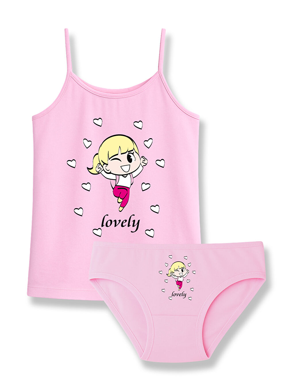 Karışık Kız Çocuk Pamuklu Baskılı Atlet ve Külot İç Çamaşır Takımı – 6’lı Paket-1