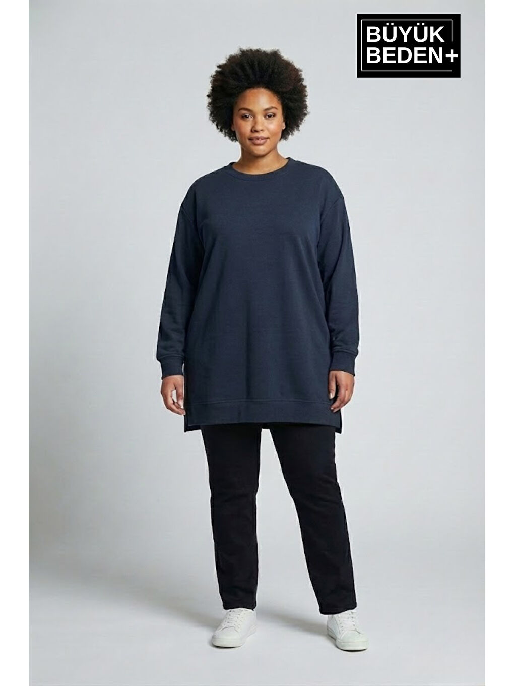 Mavi Kadın Tunik Büyük Beden ince Sweatshırt SPR26BTK990