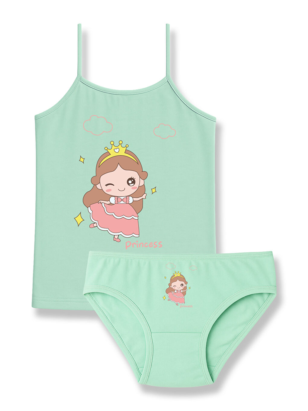 Karışık Kız Çocuk Pamuklu Baskılı Atlet ve Külot İç Çamaşır Takımı – 6’lı Paket-1