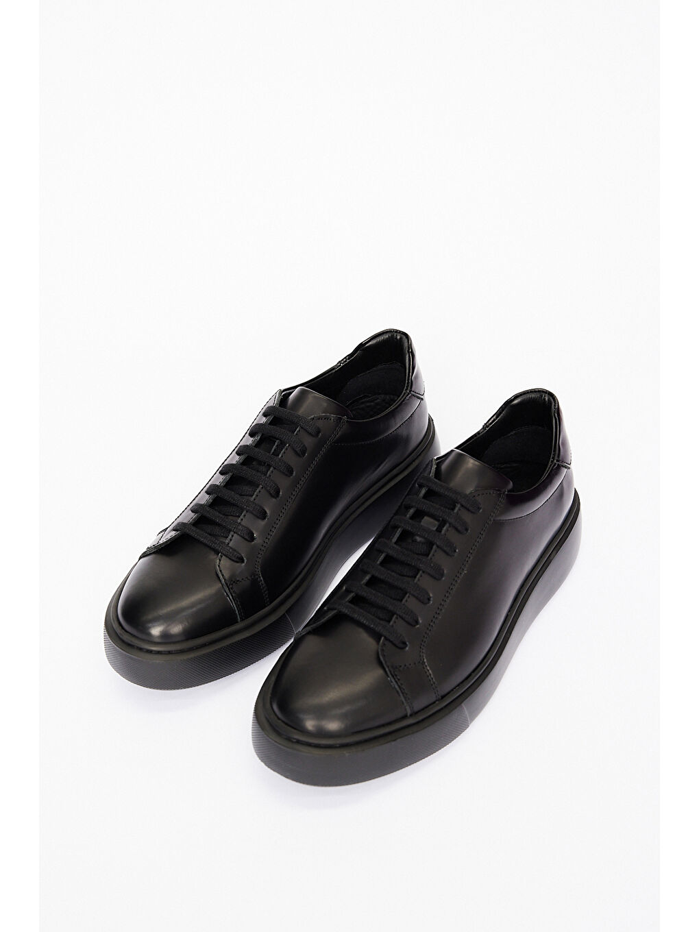 Erkek Siyah %100 Deri Rahat Taban Spor Sneaker Ayakkabı-1