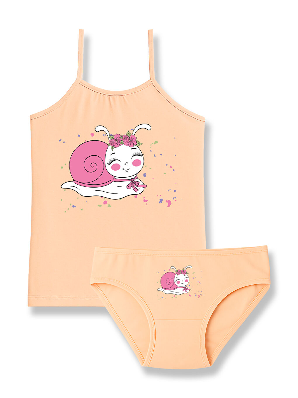 Karışık Kız Çocuk Pamuklu Baskılı Atlet ve Külot İç Çamaşır Takımı – 6’lı Paket-3