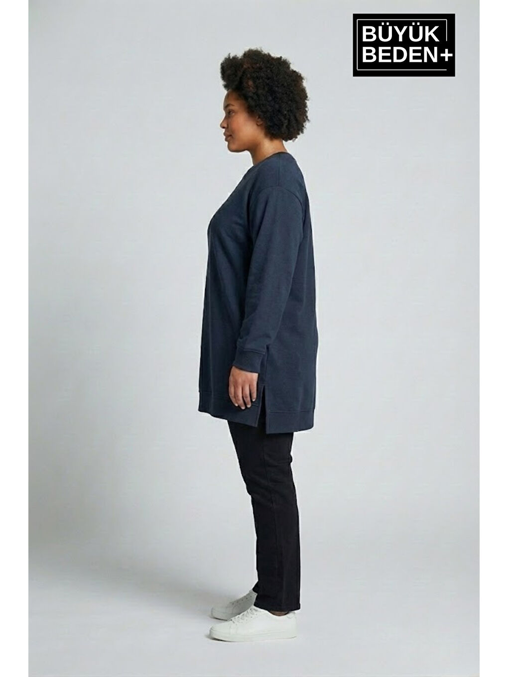 Mavi Kadın Tunik Büyük Beden ince Sweatshırt SPR26BTK990-1