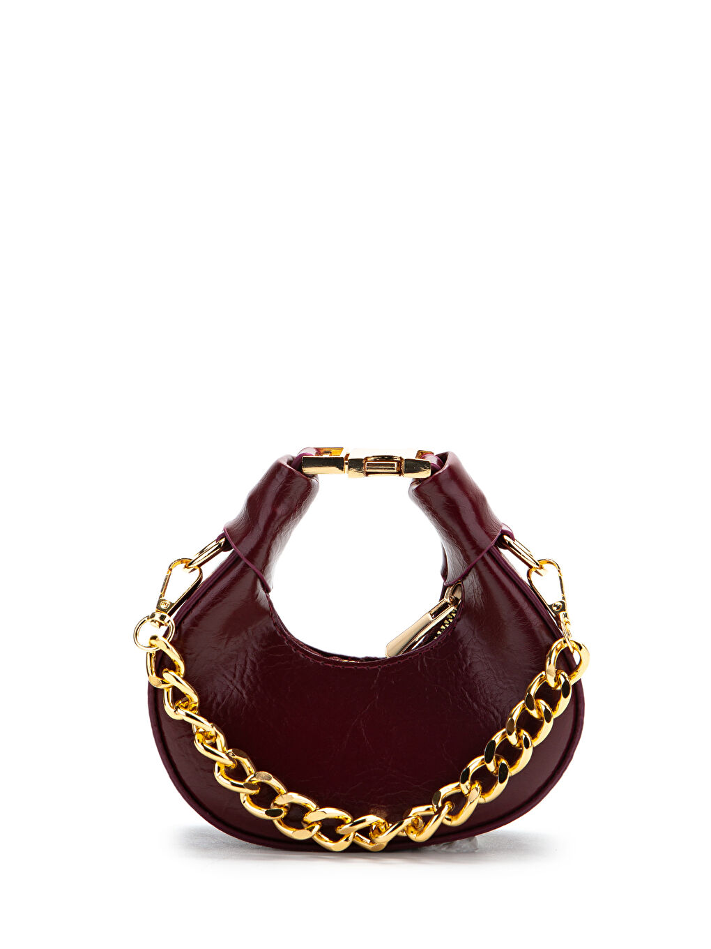 Metal Kilit Detaylı Uzun Askılı Mini Çapraz Çanta Rio Bordo