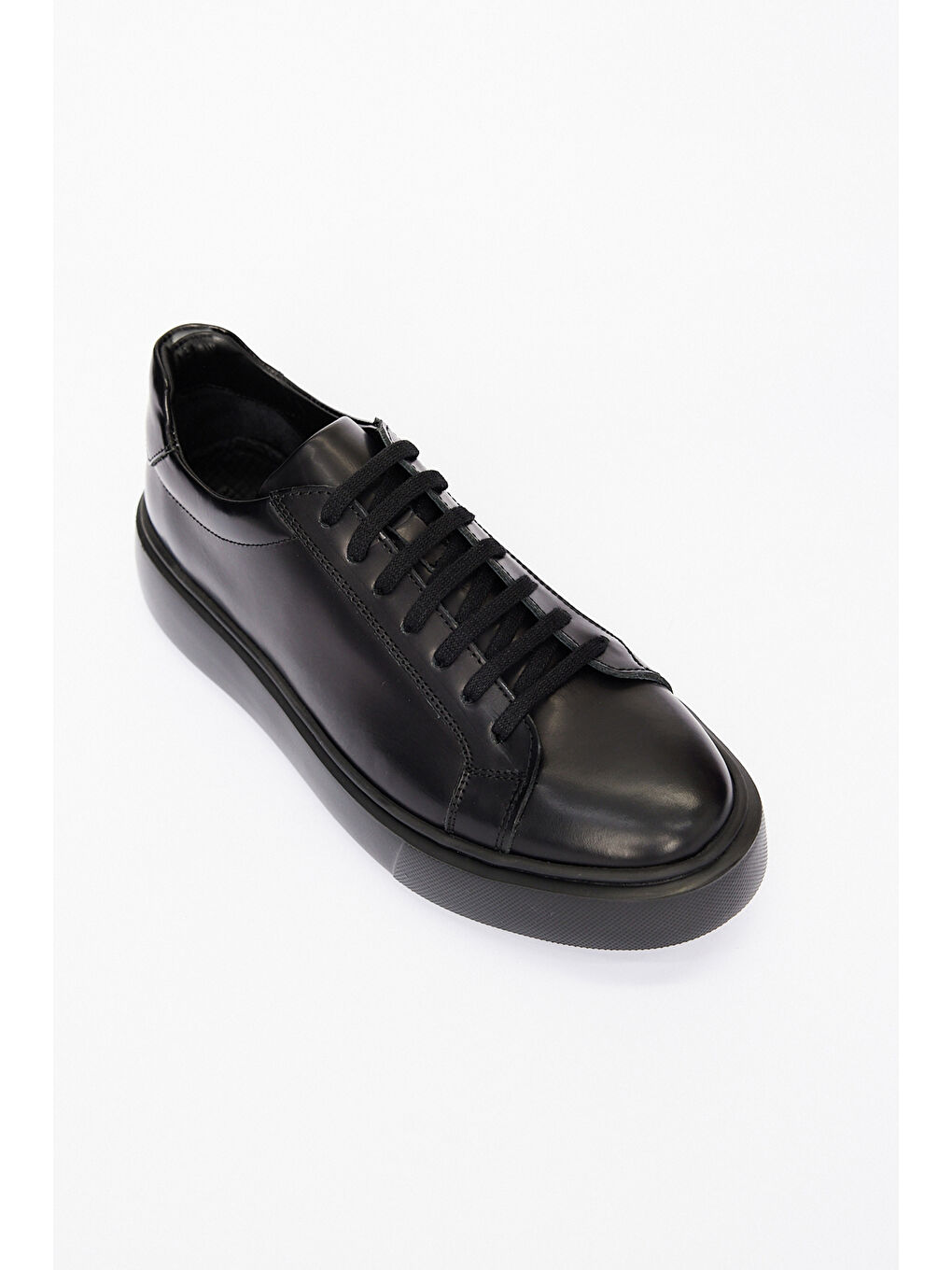 Erkek Siyah %100 Deri Rahat Taban Spor Sneaker Ayakkabı-2