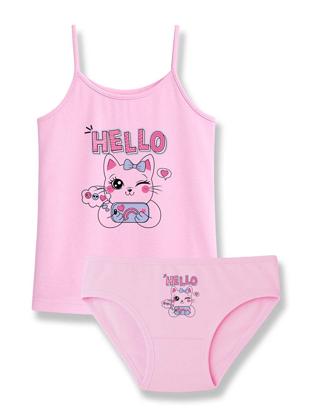 Karışık Kız Çocuk Pamuklu Baskılı Atlet ve Külot İç Çamaşır Takımı – 6’lı Paket-5