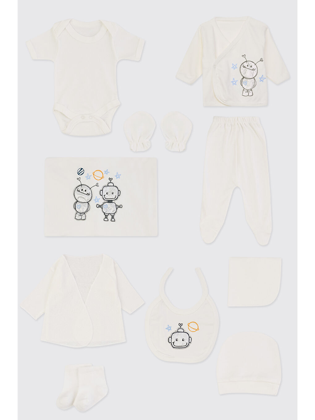 Yenidoğan Uzay Temalı Ekru 10'lu Hastane Çıkış Seti