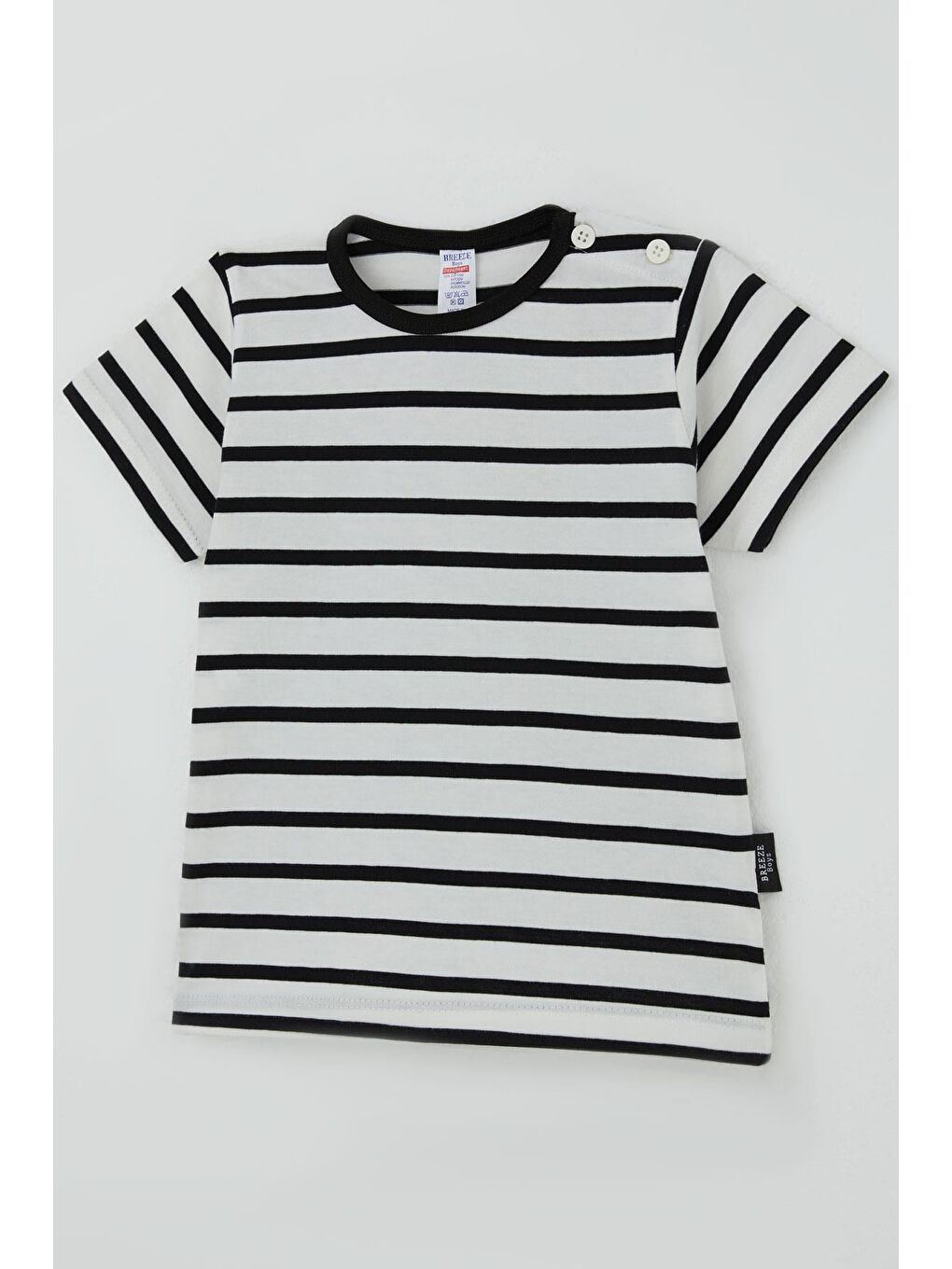 Erkek Çocuk Tişört Patlı Çizgili Beyaz (1-3 Yaş)-4