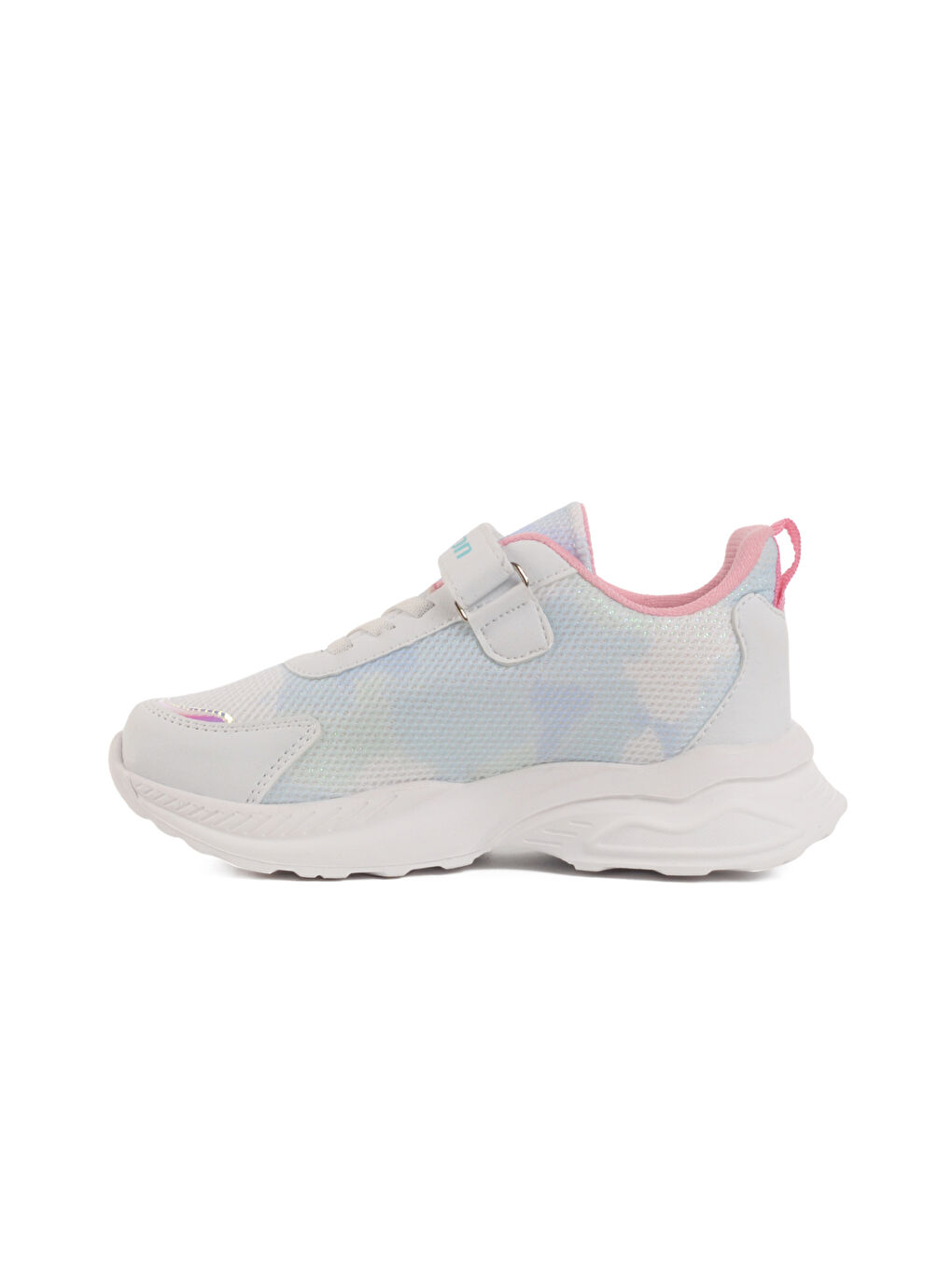 Beyaz Mavi Cırtlı Fileli Kız Çocuk Spor Ayakkabı Ruffon F-1