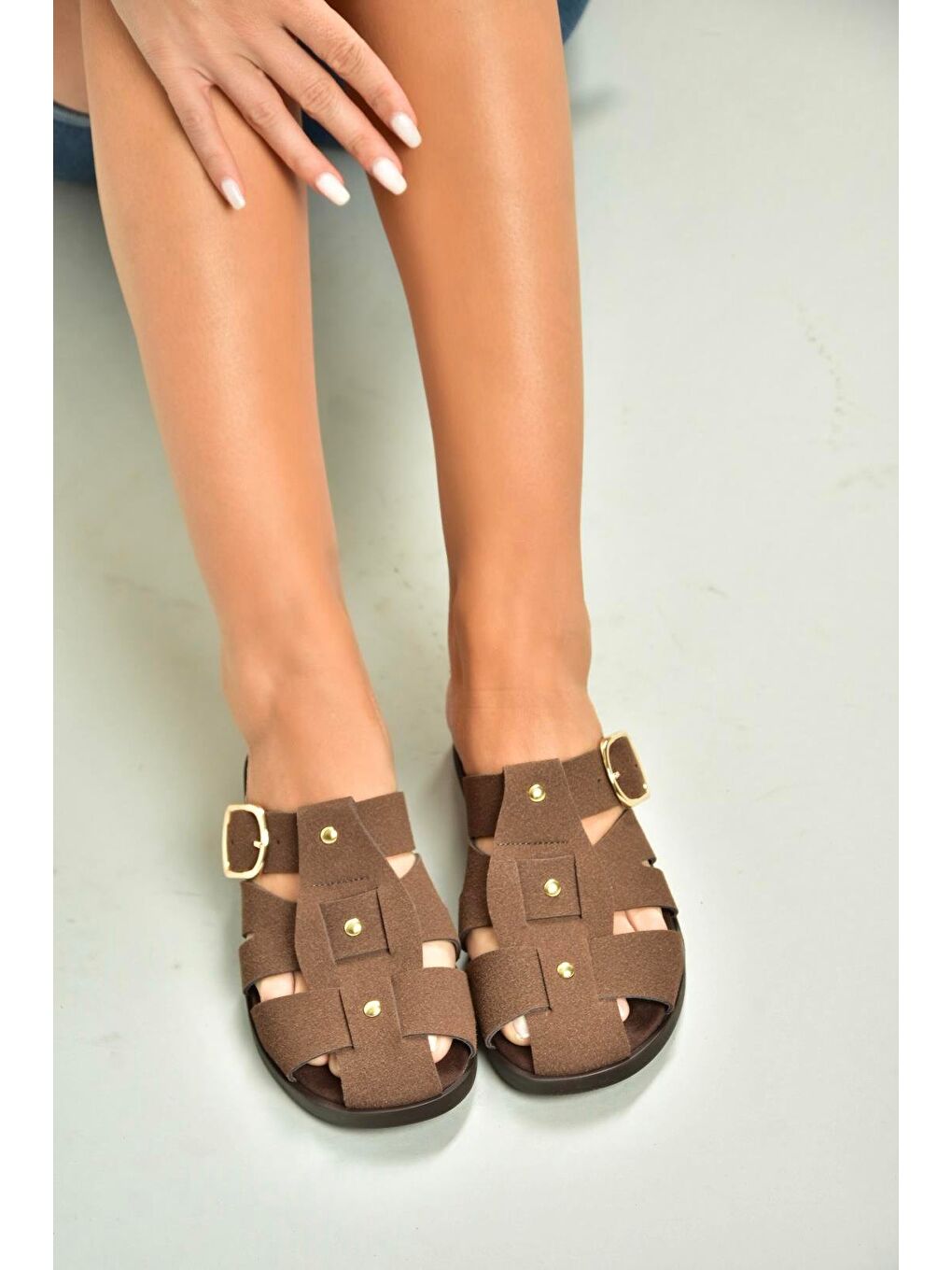 Kahverengi Kadın Terlik U458334202-1