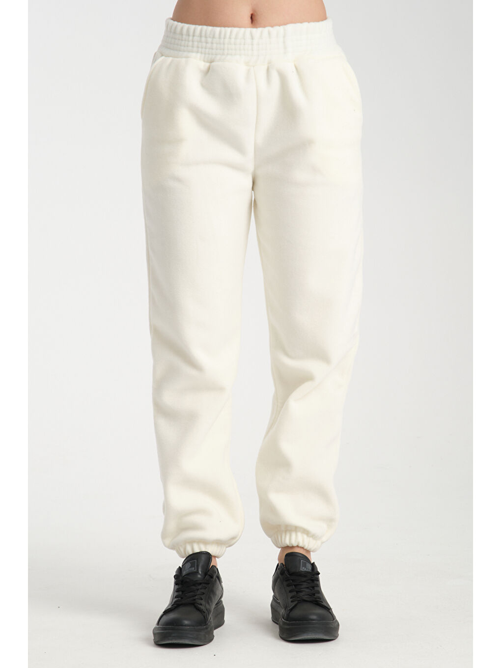 Ekru Paça Lastikli Polar Eşofman 0017