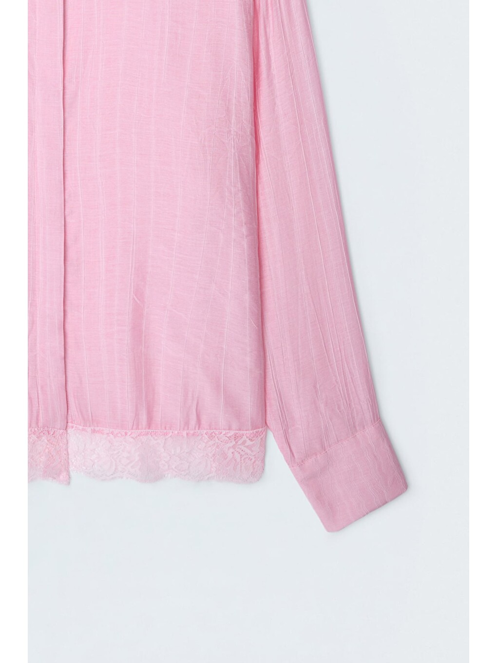 Dantel Detaylı Gömlek - Pembe-3