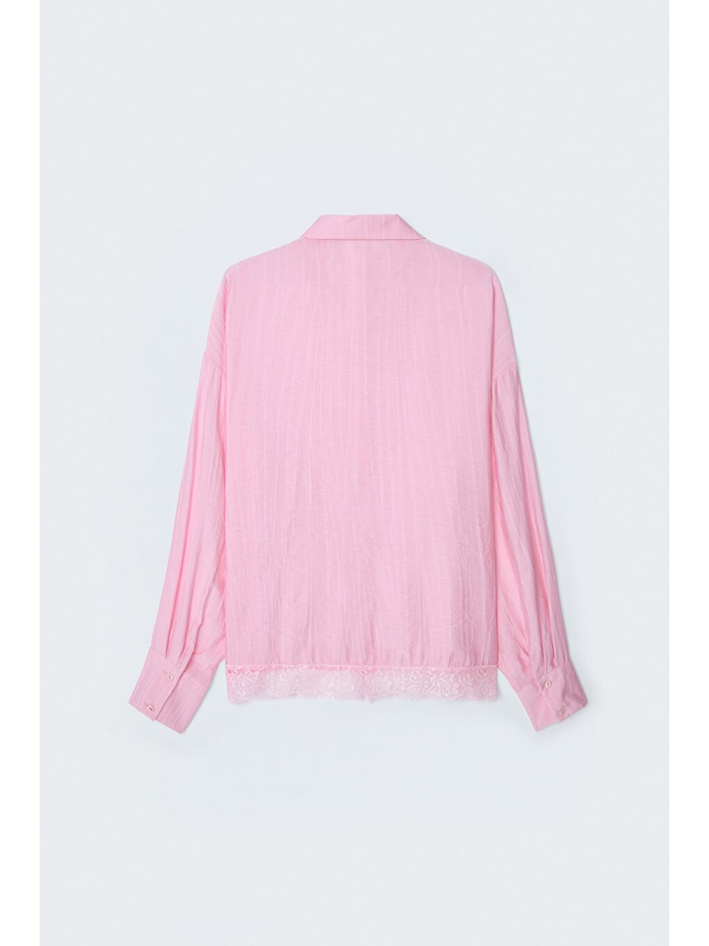 Dantel Detaylı Gömlek - Pembe-4