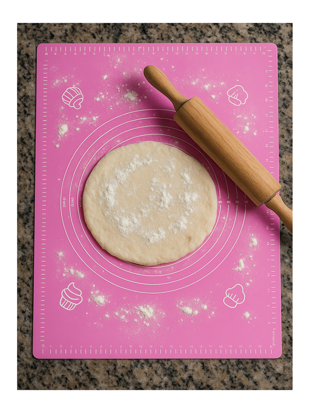 Pembe 1. Sınıf Kaliteli Silikon Hamur Açma Matı Büyük Boy Ölçülü Hamur Açma Matı 45 Cm X 65 Cm-1