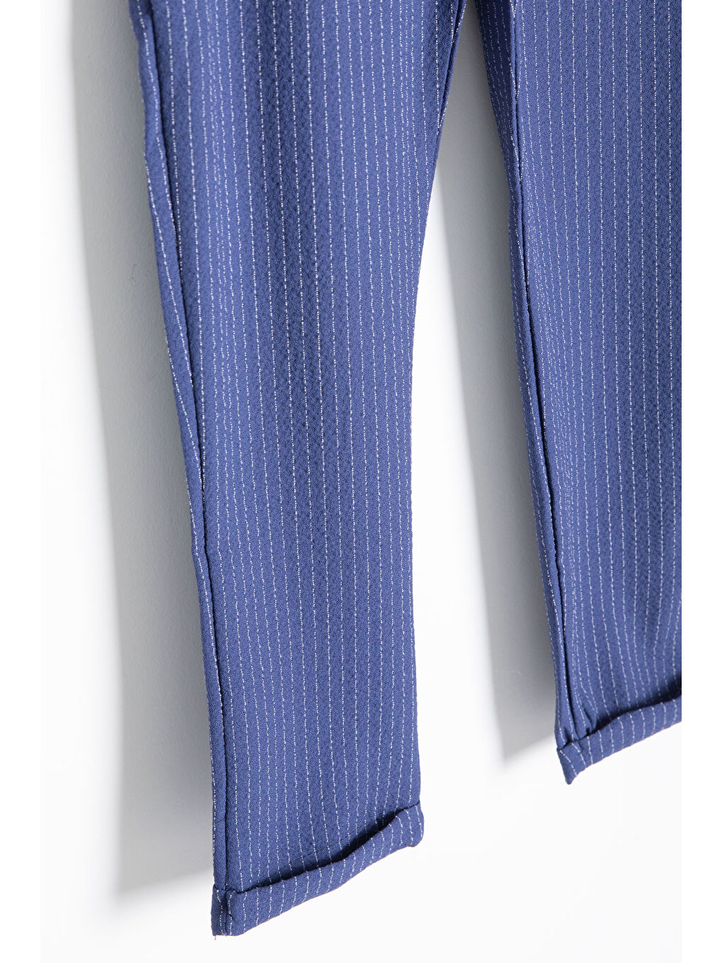 Mavi Erkek Çocuk Çizgili Duble Paça Gofre Kumaş Pantolon 21051-2