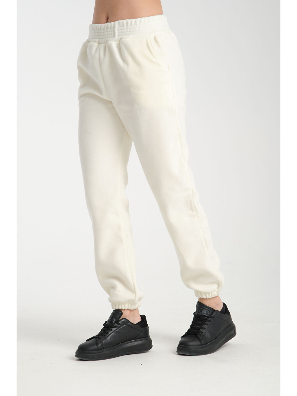 Ekru Paça Lastikli Polar Eşofman 0017-2