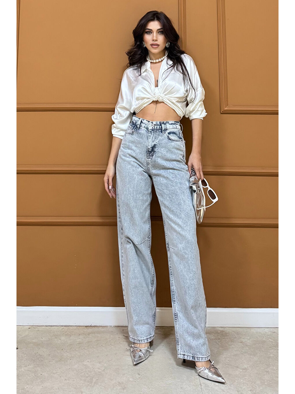 Baggy Jean Pantolon Buz Mavi   26755