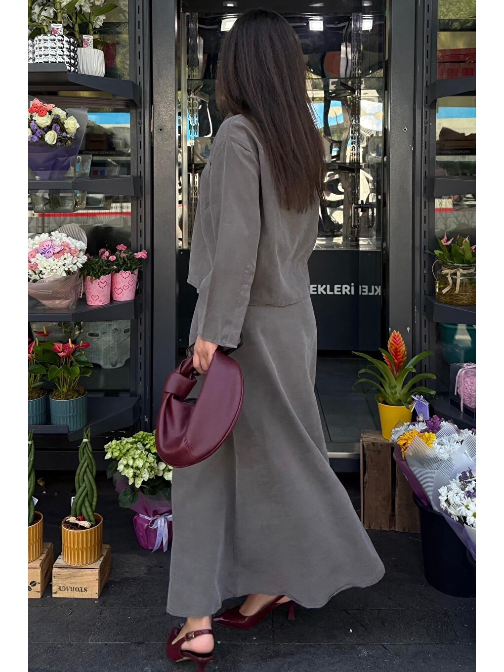 Haki Gömlek Etek Takım Mg2788-1