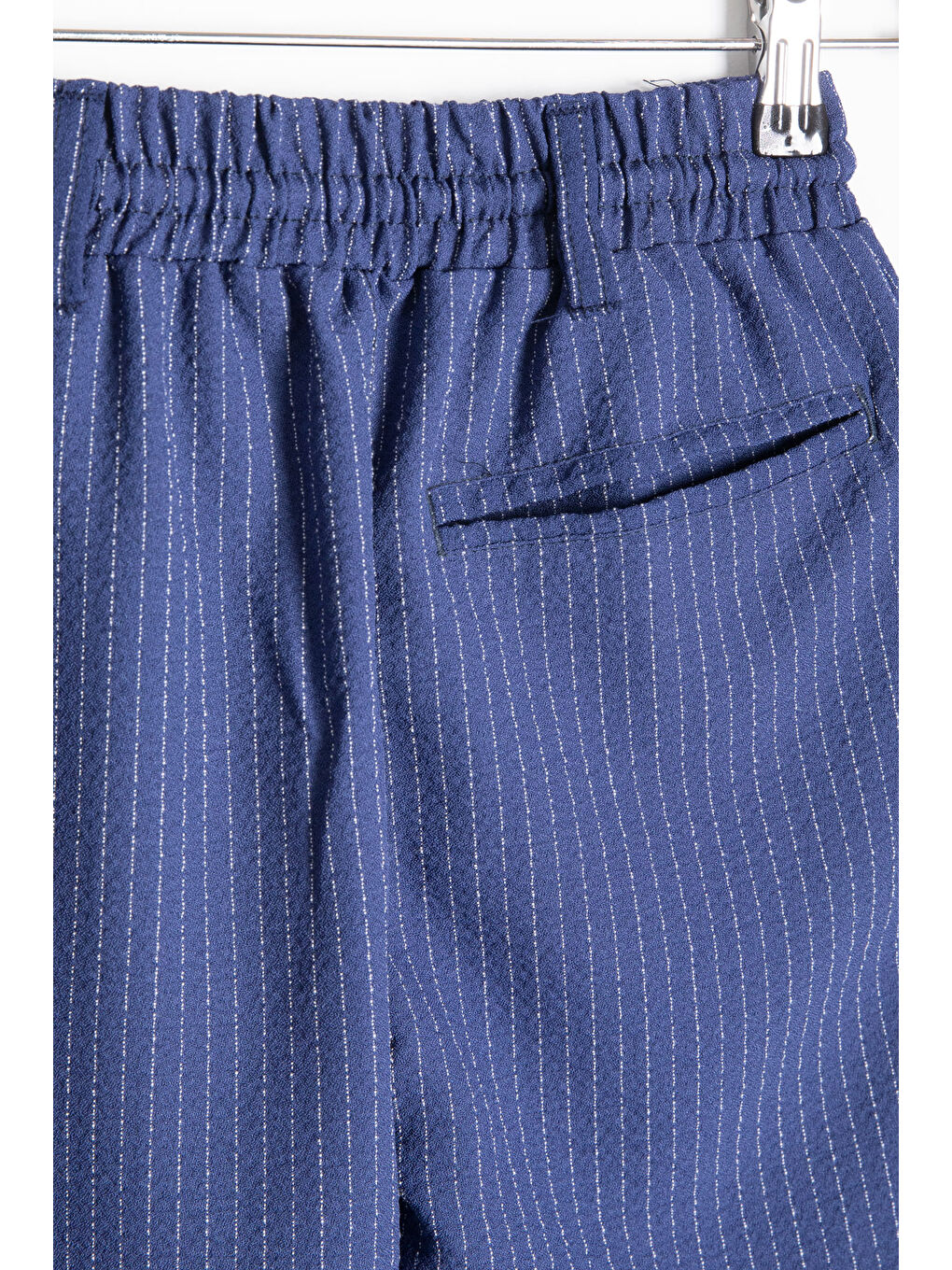 Mavi Erkek Çocuk Çizgili Duble Paça Gofre Kumaş Pantolon 21051-3