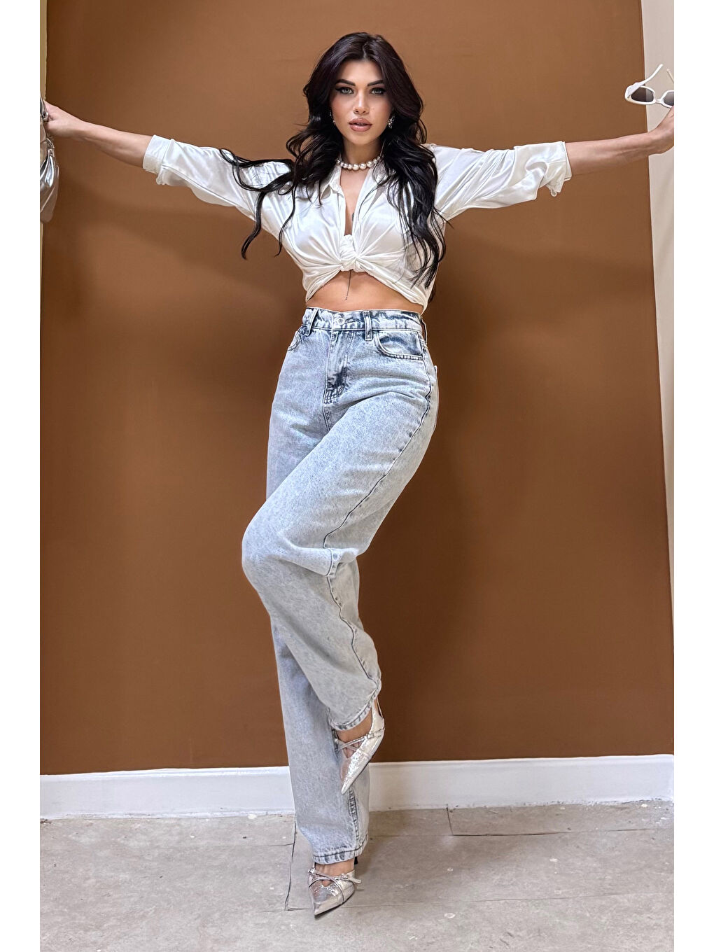 Baggy Jean Pantolon Buz Mavi   26755-3