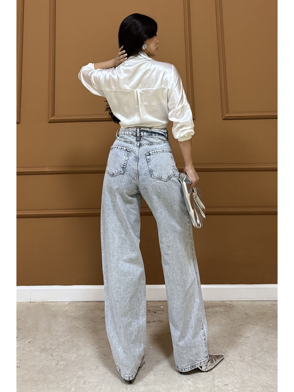 Baggy Jean Pantolon Buz Mavi   26755-4