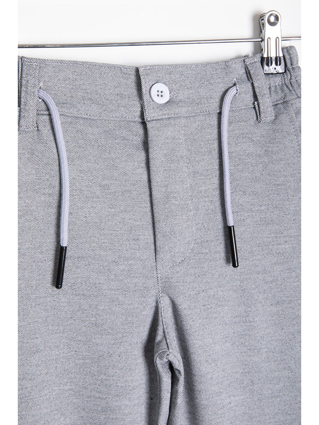 Gri Beli Bağcıklı Duble Paça Erkek Çocuk Jogger Kumaş Pantolon 20746-1