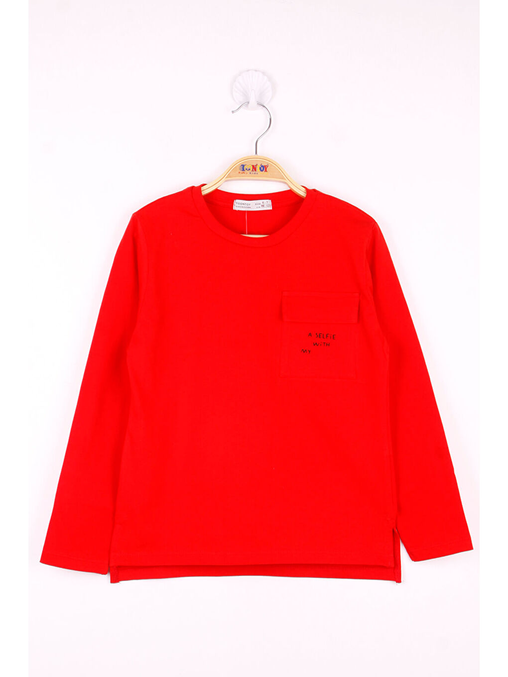 Kırmızı Erkek Çocuk Cepli Düz T-Shirt