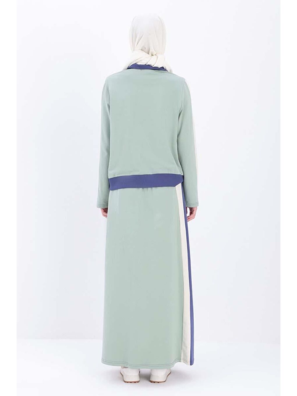 İndigo-Defne-Pamuklu Garnili Etekli Takım-3