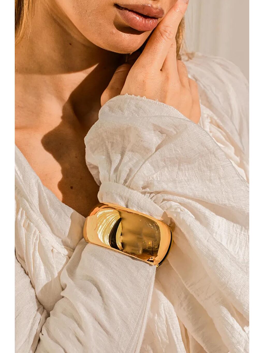 Pembe Altın Kaplama Kalın Cuff Kelepçe Bilezik-2