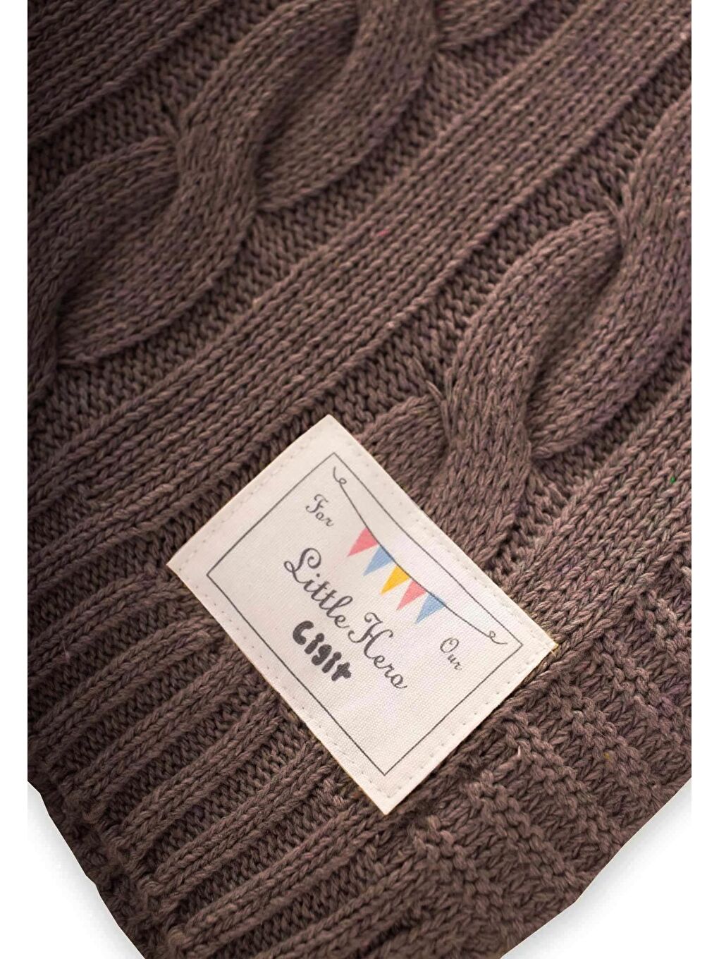 Bej Saç Örgü Triko Battaniye 80X100 Cm (+/-5 Cm) Vizon-2