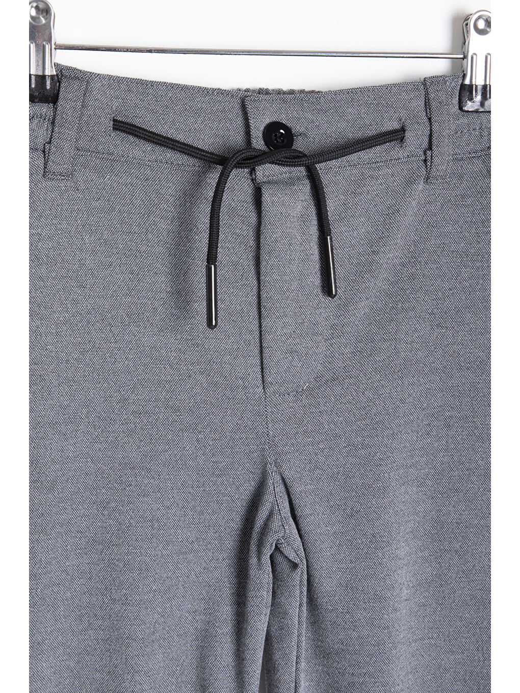 Gri Füme Beli Bağcıklı Duble Paça Erkek Çocuk Jogger Kumaş Pantolon 20745-1