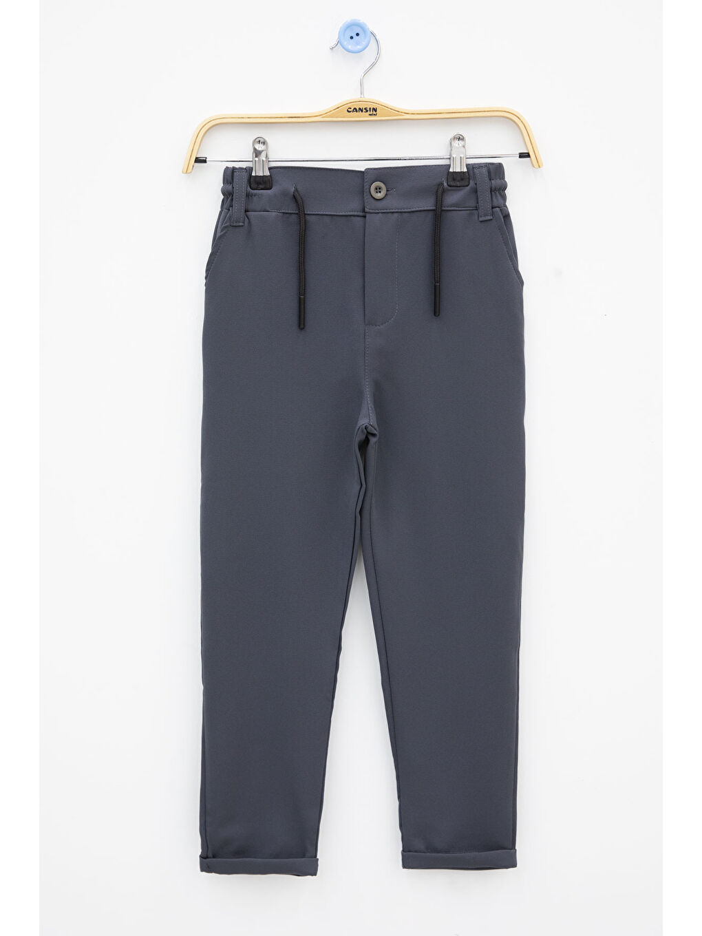 Gri Erkek Çocuk Duble Paça Füme Kumaş Pantolon 21143