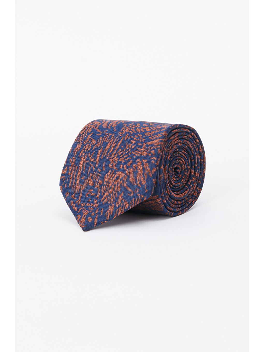 Erkek Lacivert-Turuncu Desenli Kravat