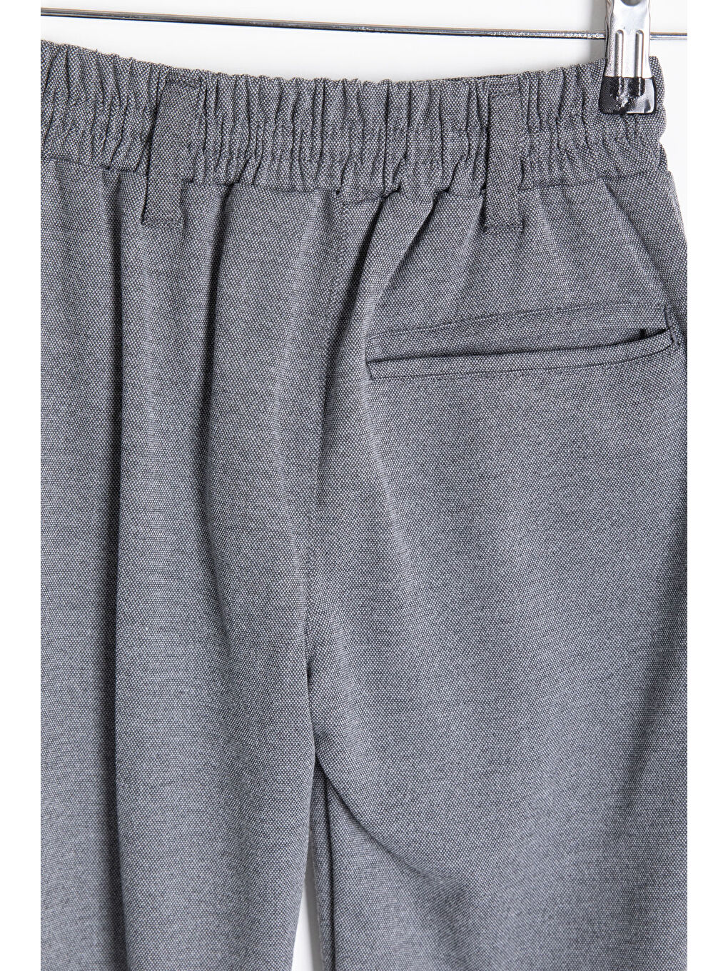 Gri Füme Beli Bağcıklı Duble Paça Erkek Çocuk Jogger Kumaş Pantolon 20745-3