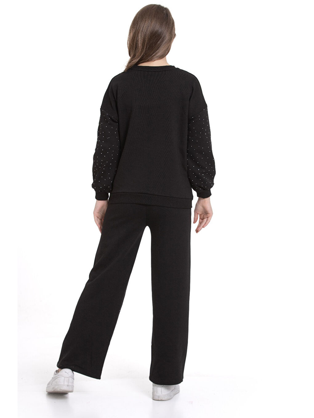 Siyah Kız Çocuk Taş Süslemeli Alt-Üst Takım-3 İplik 4-12 Yaş 12345-4