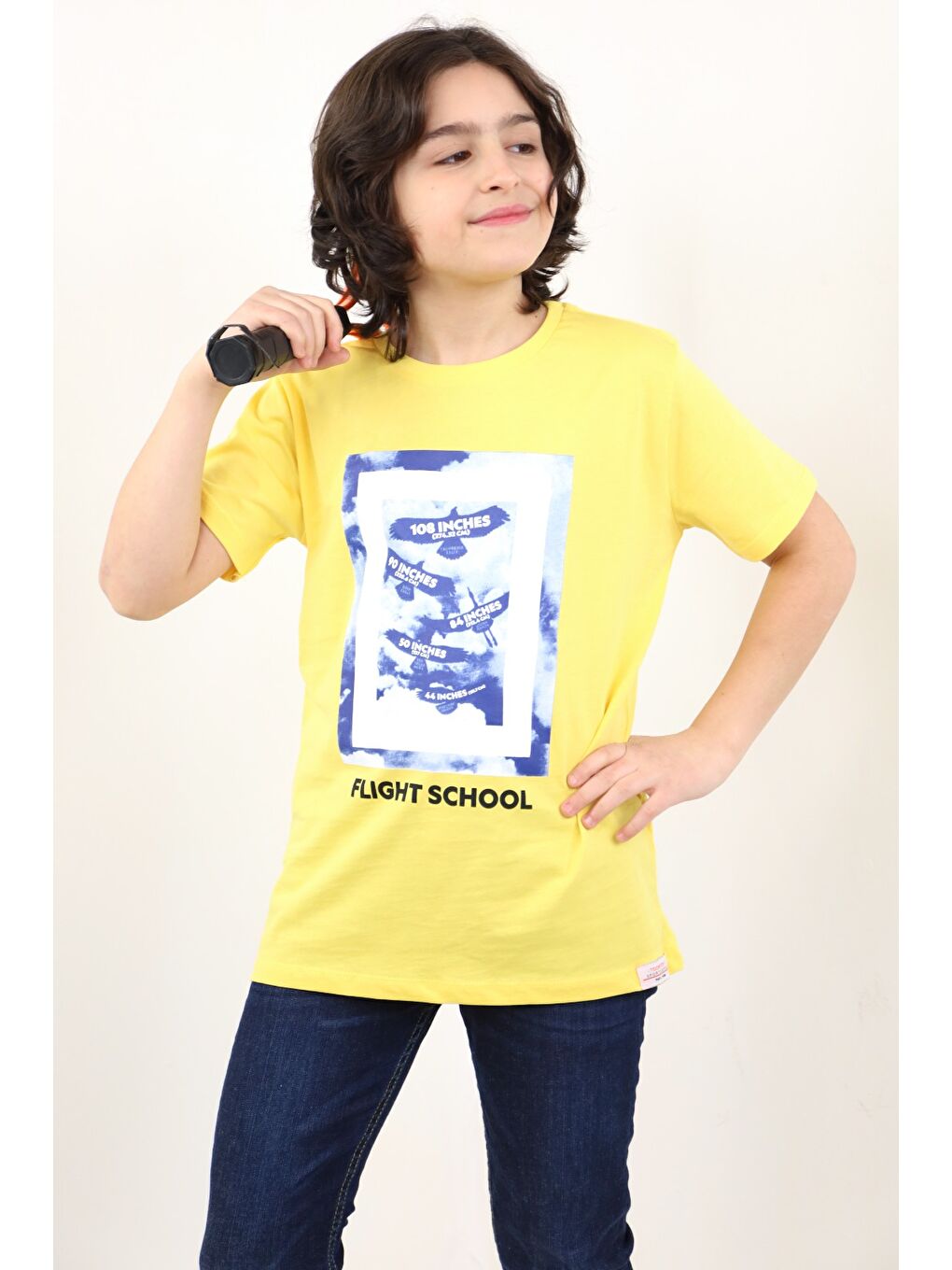 Sarı Erkek Çocuk Baskılı Tişört-1