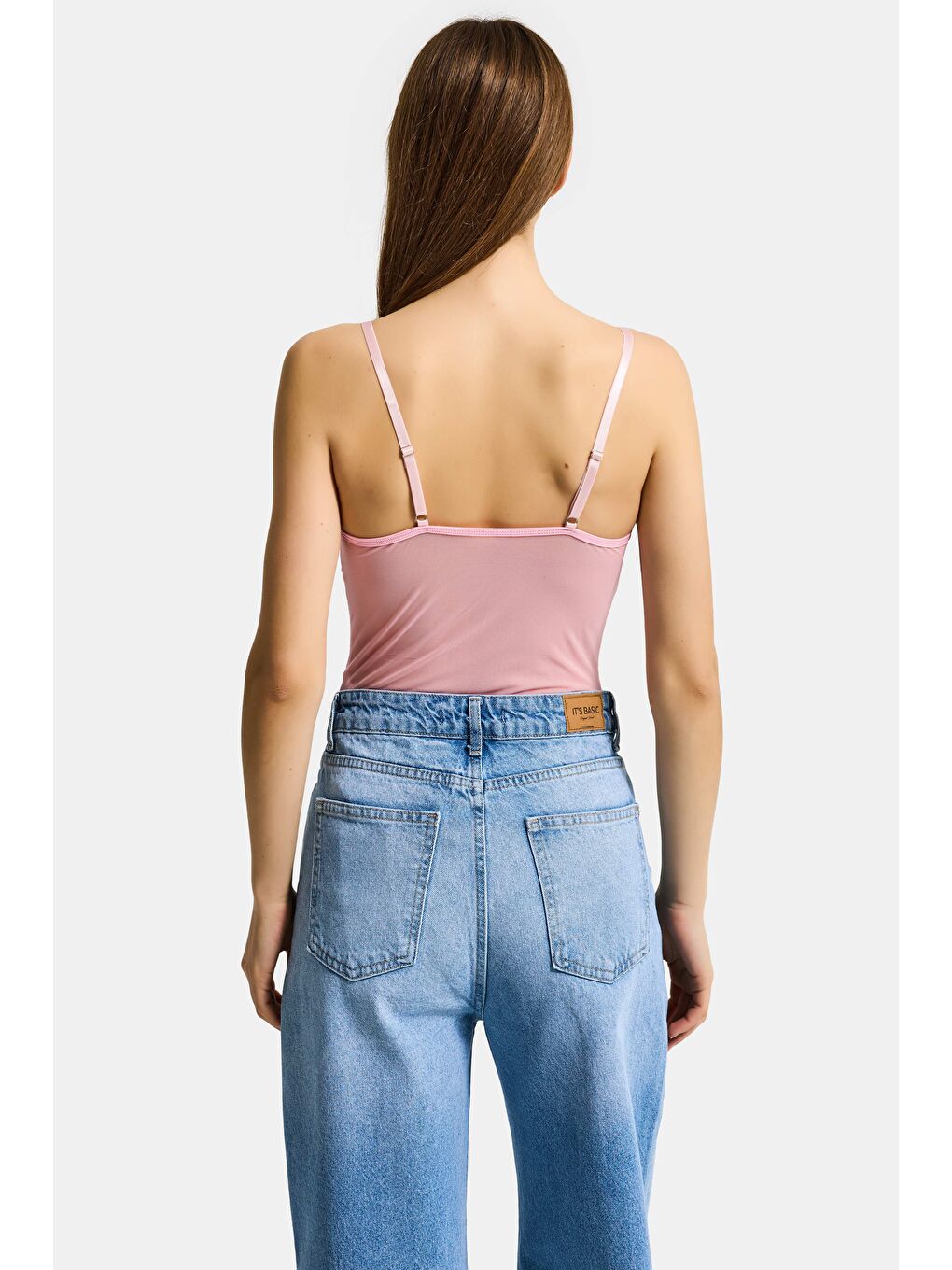 Kadın Pembe w5 Çıtçıklı Toparlayıcı Özel Çiçek ve Dantel Desenli Tasarım Askılı Body-3