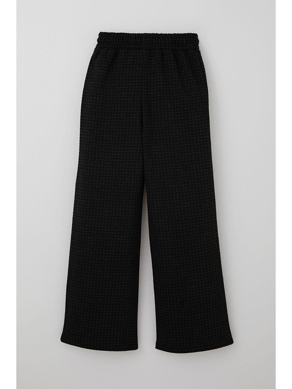 Kız Çocuk Pantolon Kazayağı Desenli Fiyonk Aksesuarlı Siyah (8-12 Yaş)-1